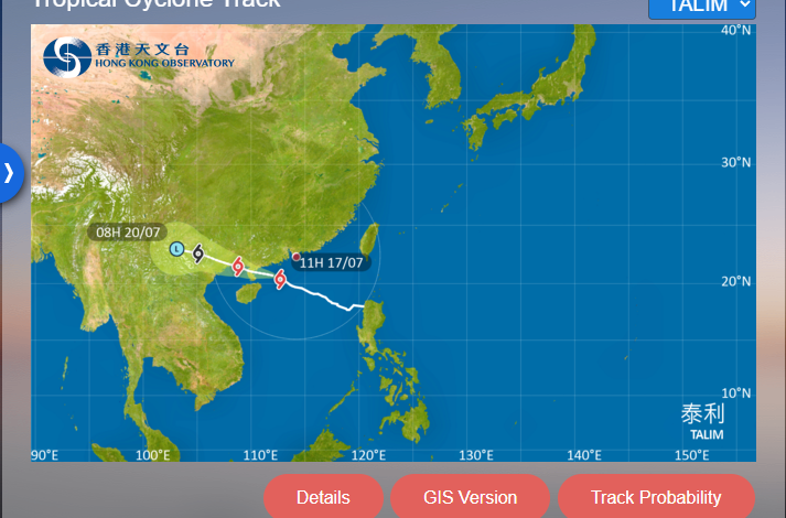 Peringatan sinyal T8 akan tetap diberlakukan di Hong Kong setidaknnya hingga jam 4 sore, terkait dengan angin topan Talim.