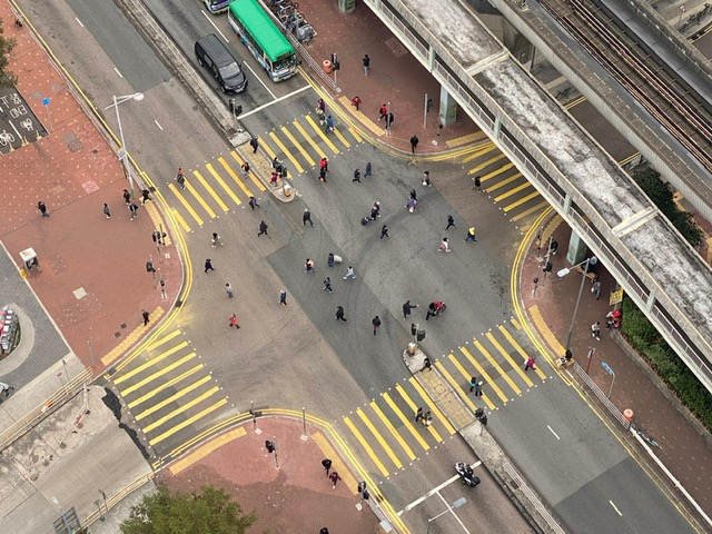 January 31 Hong Kong has its first diagonal crossing to make it easier for pedestrians