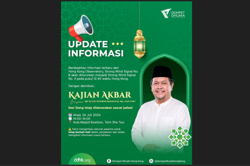 Sinyal Badai Turun Jadi T3, Sesi Siang Pengajian Akbar DDHK di Masjid TST Digelar Sesuai Jadwal